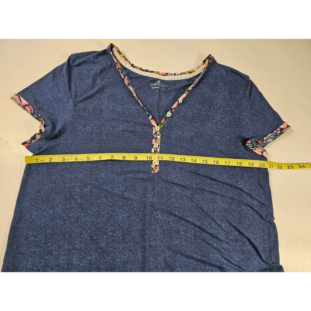 Cuddl Duds size large short sleeve SOFT Stretch top blue ^